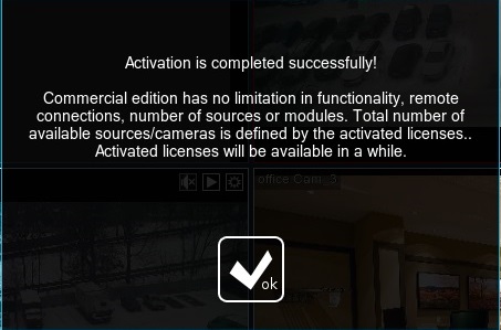 Successful activation of Xeoma video surveillance for IP cameras on virtual machines