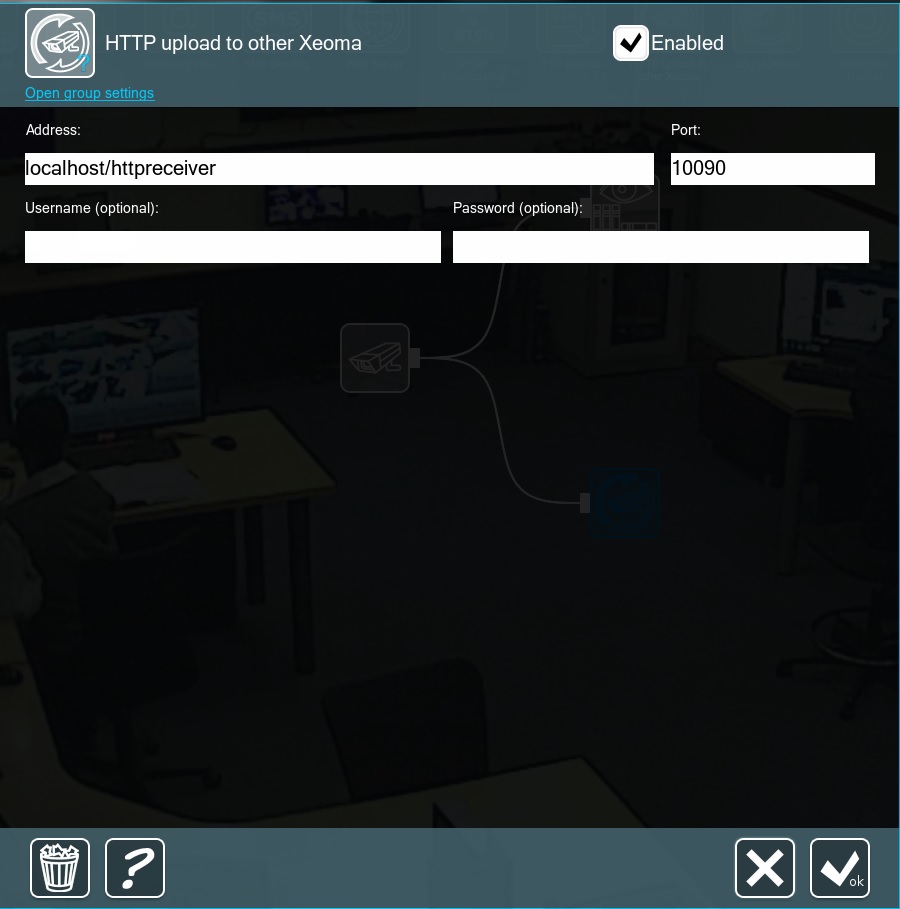 The configuration dialog in Xeoma's HTTP Receiver module