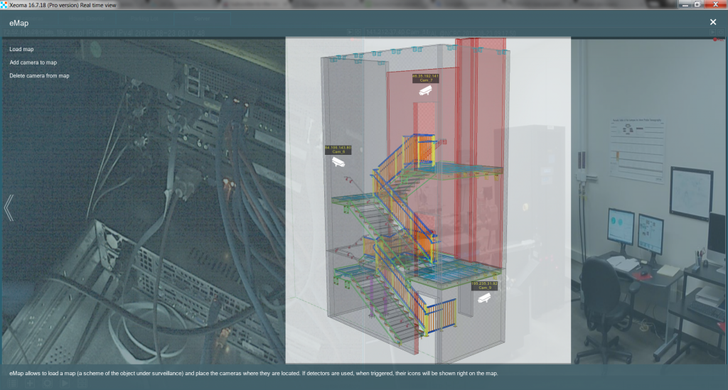 Interactive map eMap in Xeoma video surveillance