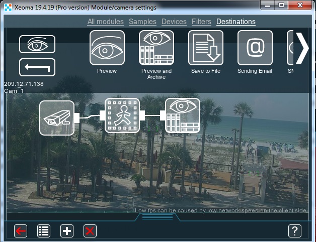 Interface of Detailed Settings window in Xeoma software