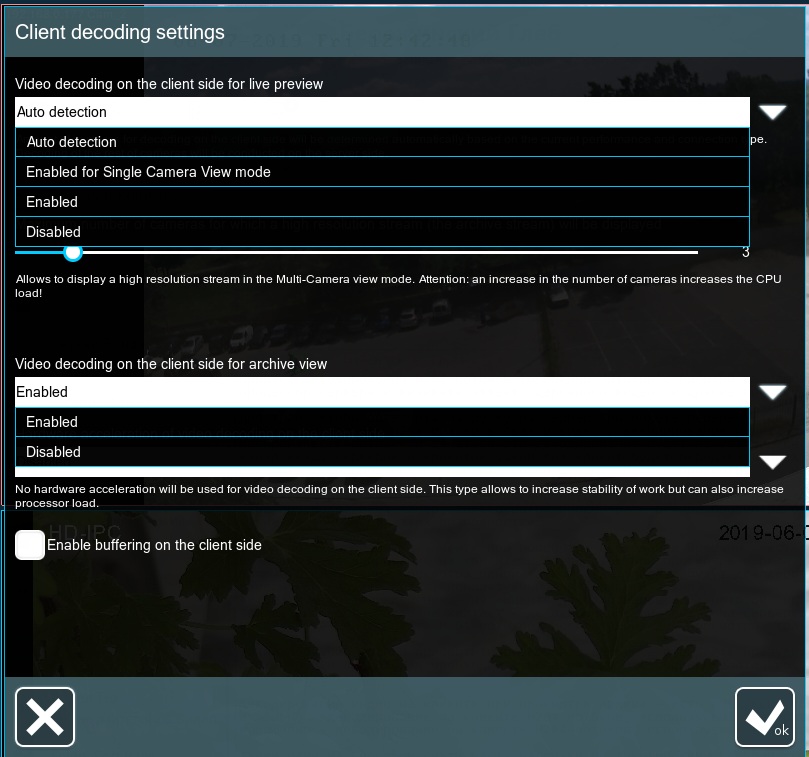 Decoding of compressed streams on the client or server part
