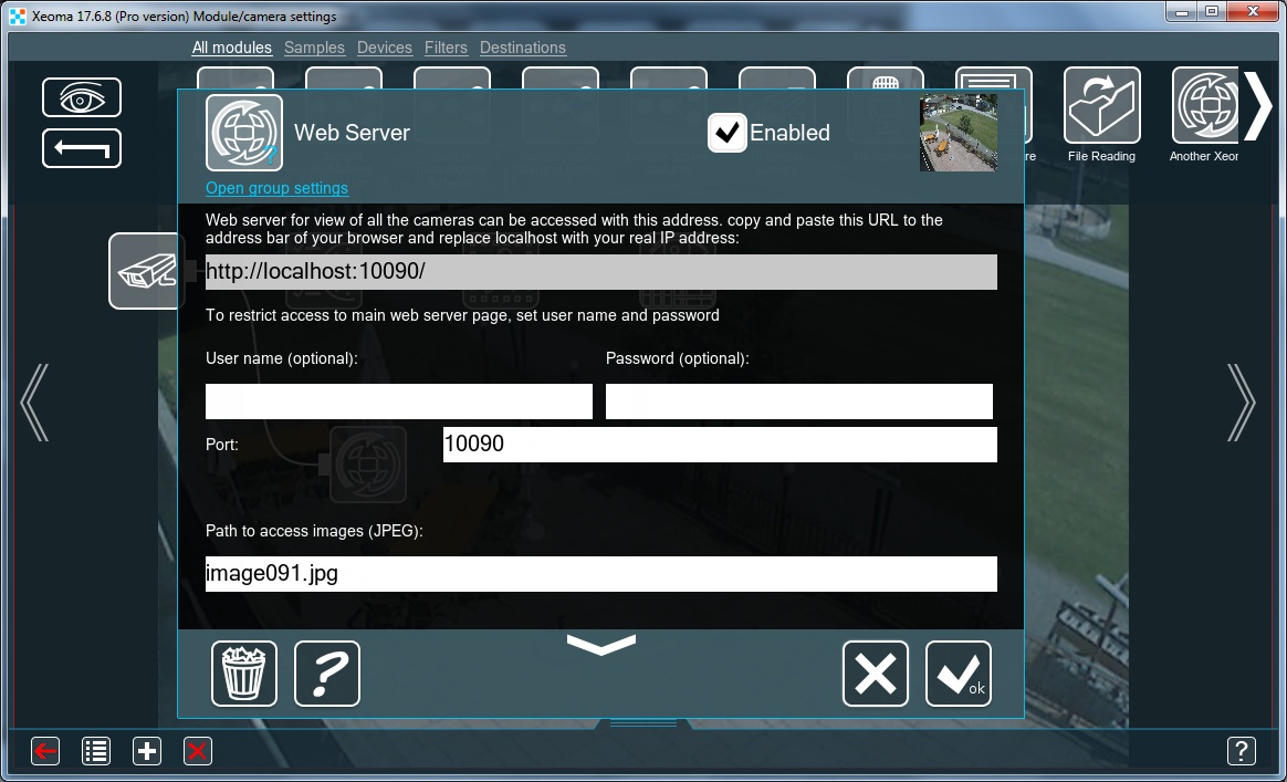 Xeoma Web server settings - MJPEG and JPEG streams