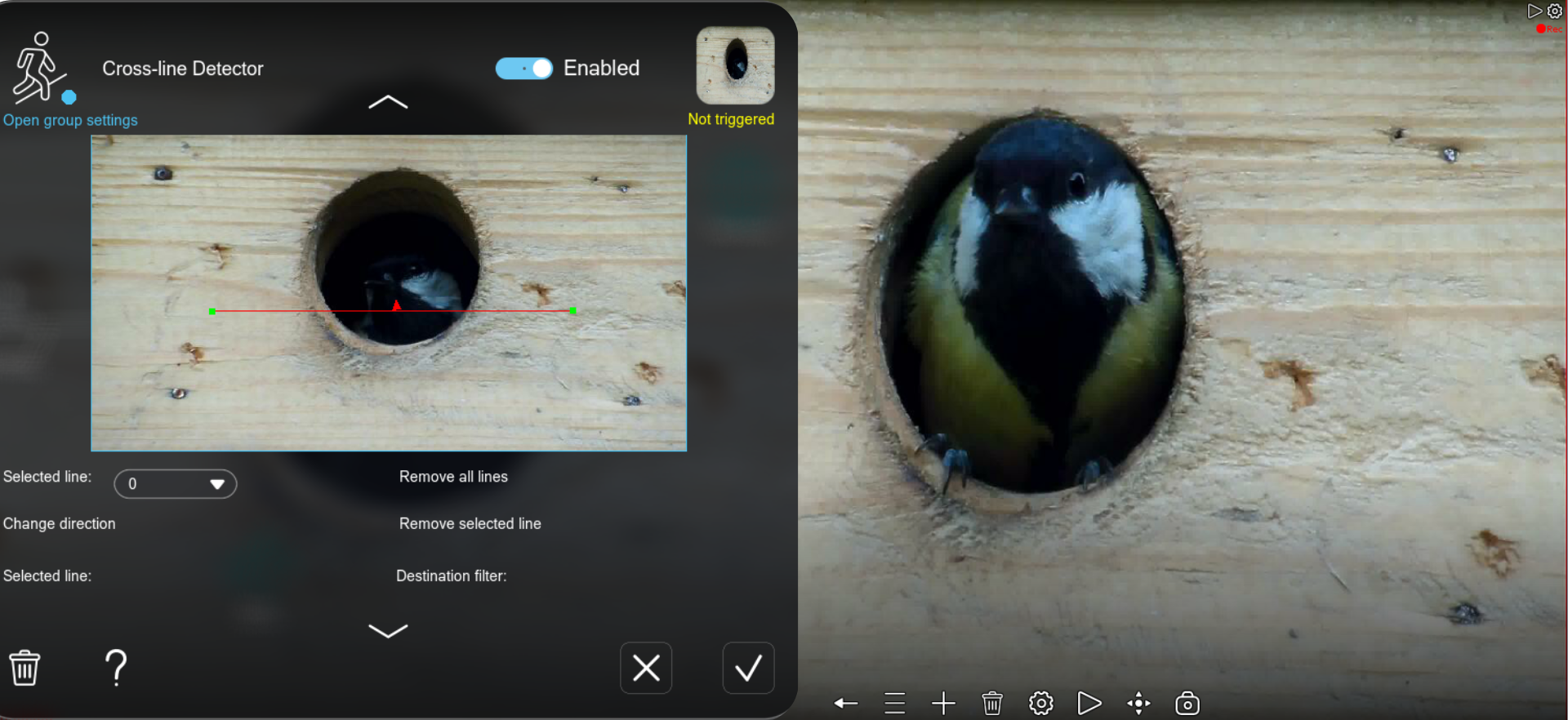 Cross-line detector of Xeoma software in wildlife watch and surveillance