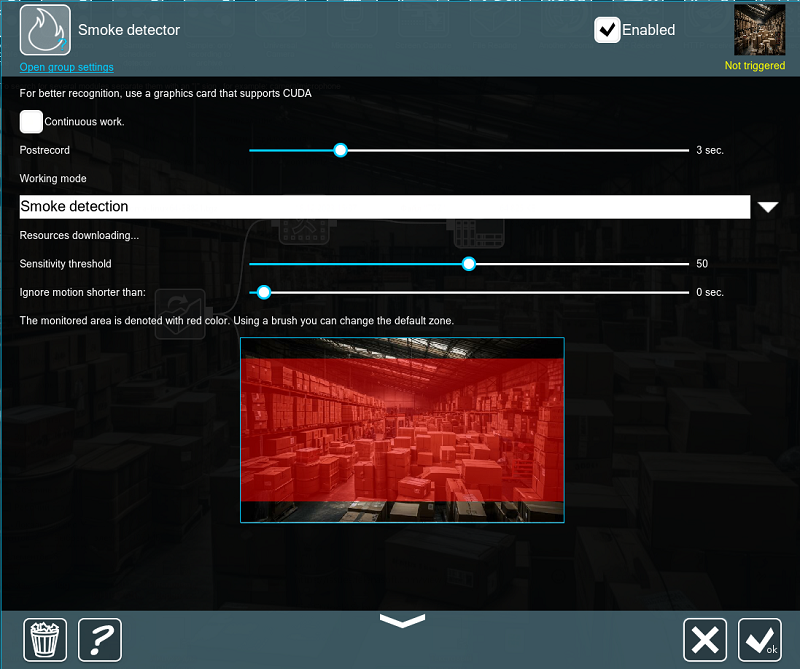 Smoke detector cameras in Xeoma