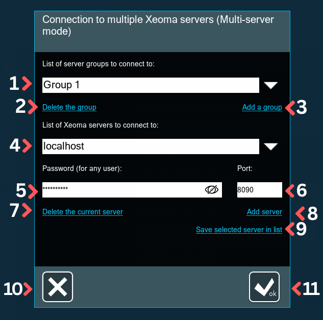 Multiserver mode setup dialog