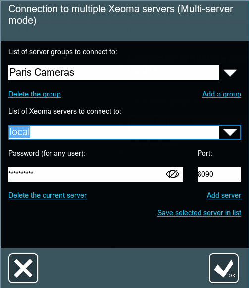 Multiserver mode setup dialog: adding a server to connect to