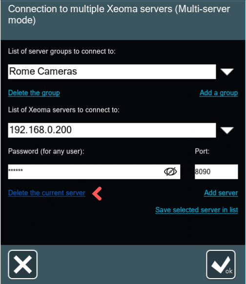 Multiserver mode setup dialog: how to delete a server
