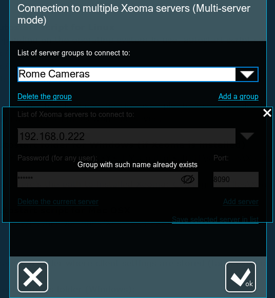 Multiserver mode setup dialog: Group name already exists error